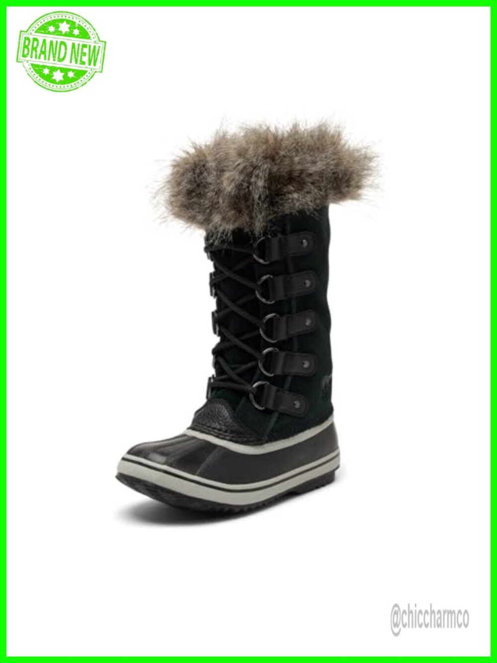 Waterproof Suede Snow Boots Faux Fur Cuff Winter Mid-Top